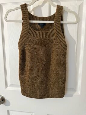 J. Crew Brown Ribbed Square-Neck Knit Tank, Size S